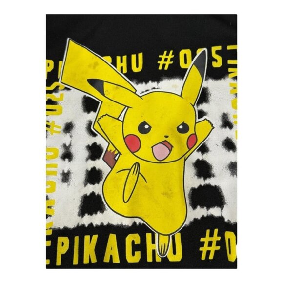 Pokemon Pikachu Hoodie Boys 10-12 Black Pullover Graphic Print Hooded Polyester - Picture 4 of 8
